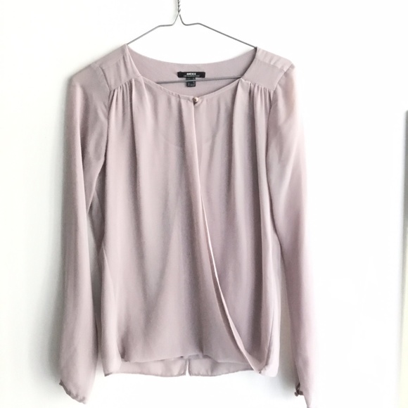 Adorable Long Sleeve Dusty Pink Blouse with Lining - Picture 1 of 5